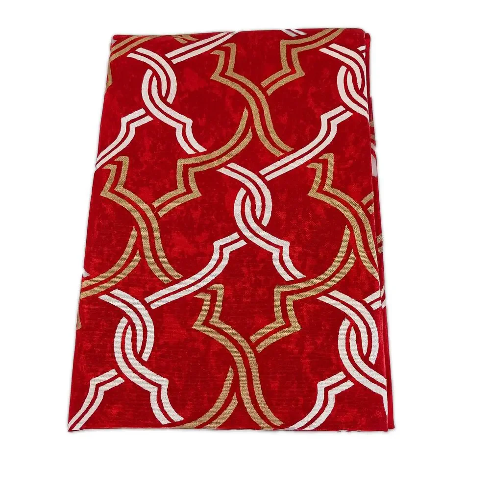 Waverly Upholstery Fabric Red Gold Geometric Cotton Twill 37x54